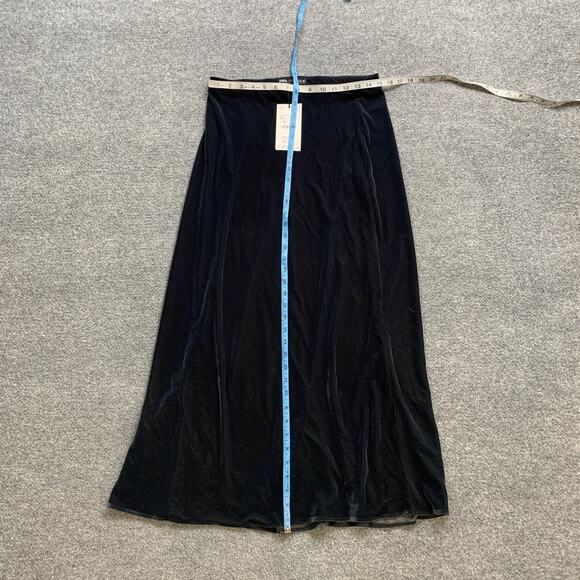 Zara Skirt Womens Extra Small Charcoal Velvet Autumn Elastic Waist Pull On Midi - Picture 5 of 12